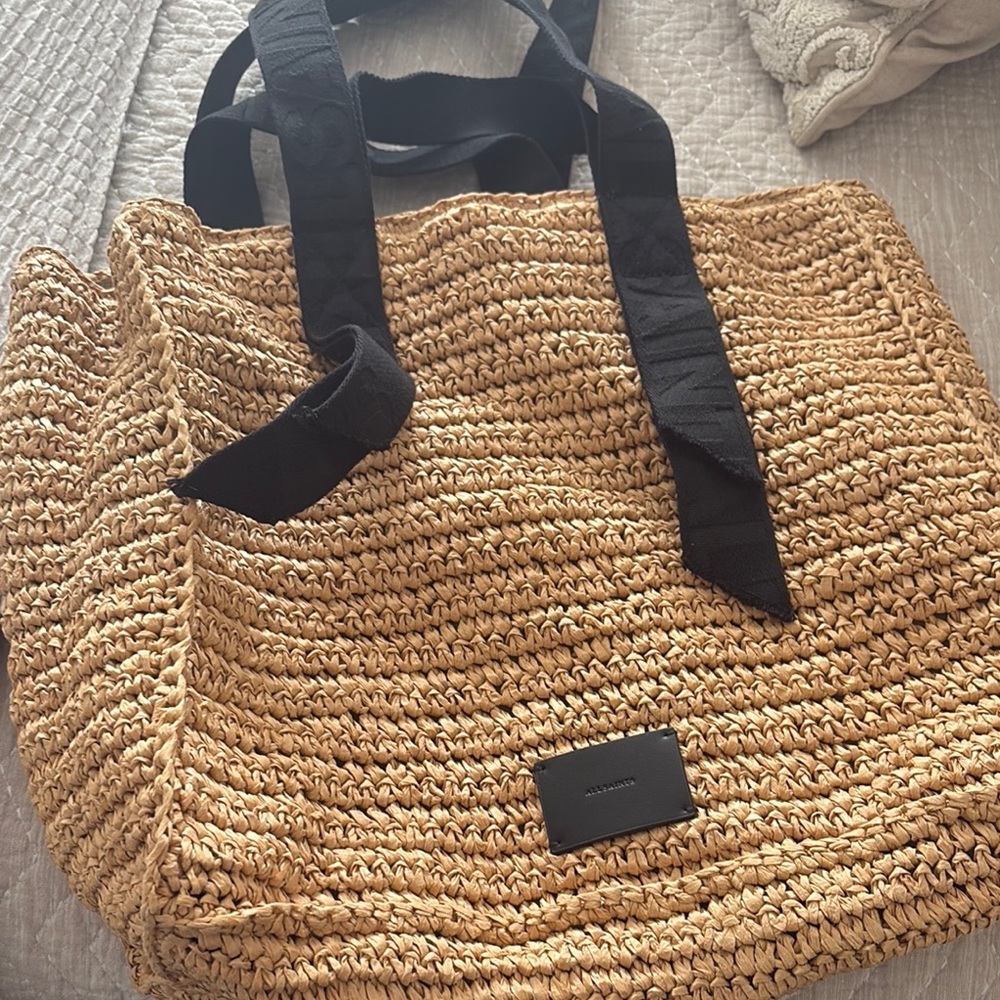 All Saints Woven Tote Bag with Black Accents